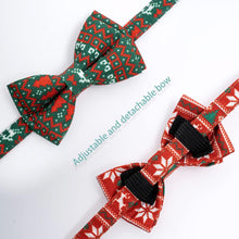 2 Pack Cotton Christmas Cats Collar with Bow Tie Red Green Cat Collars for Girl Female Boy Male Cat Collar with Bell Elk Cute Gloves Charms