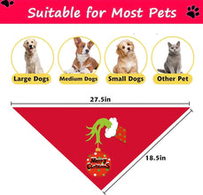 Christmas Dog Bandanas, 2 Pack Merry Christmas Bandanas for Dog Costume, Reversible Christmas Dog Bandana Holiday Dog Scarf Pet Collar for Small Medium Dogs Cats