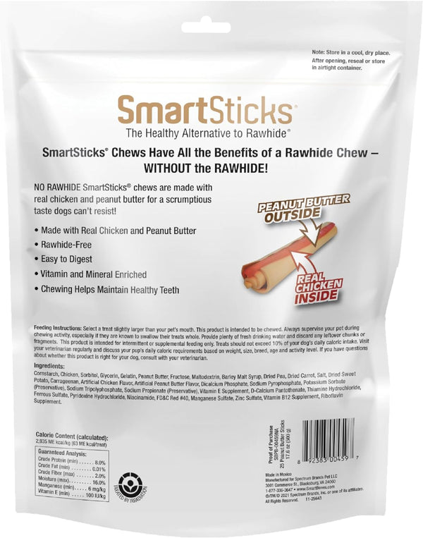 Smartsticks, Treat Your Dog to a Rawhide-Free Chew Made with Real Meat and Vegetables, 25 Count (Pack of 1)