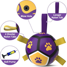 Dog Toys Soccer Ball - Durable Dog Balls for Small Dogs, Puppy Birthday Gifts, Dog Tug Toy with Strap for Tug of War (5 Inch)