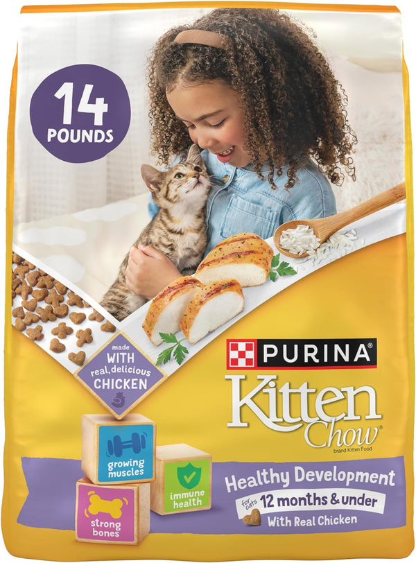 Purina Kitten Chow Kitten Food Healthy Development with Real Chicken Dry Kitten Food - 14 Lb. Bag