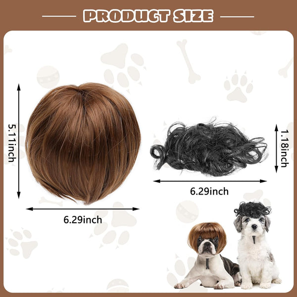 Dog Costume Cat Apparel Dog Toys Curly Braids Headgear Wigs Styling Cute Funny Pet Hair Accessories Decoration for Halloween, Christmas, Parties (Black)