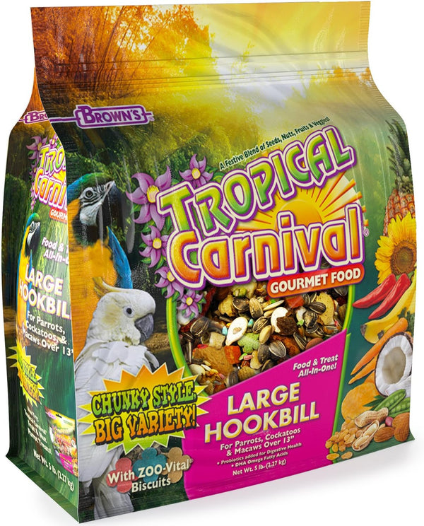 F.M. Brown'S  Gourmet Large Hookbill Food for Parrots, Cockatoos and Macaws over 13", 5-Lb Bag - Vitamin-Nutrient Fortified Daily Diet