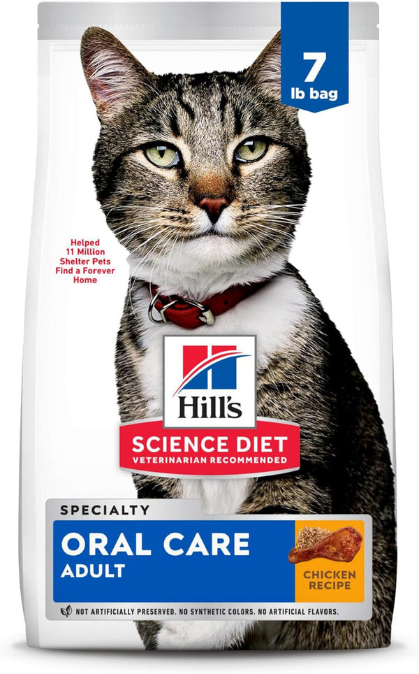 Oral Care, Adult 1-6, Plaque & Tartar Buildup Support, Dry Cat Food, Chicken Recipe, 7 Lb Bag