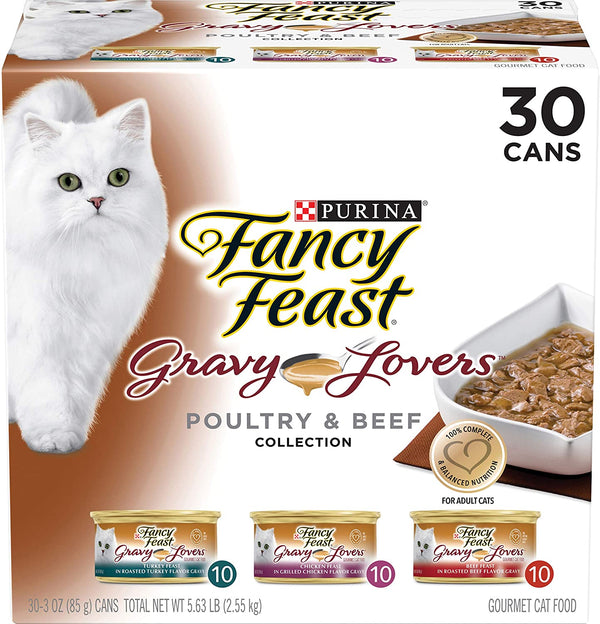 Purina  Gravy Lovers Poultry and Beef Gourmet Wet Cat Food Variety Pack - (Pack of 30) 3 Oz. Cans