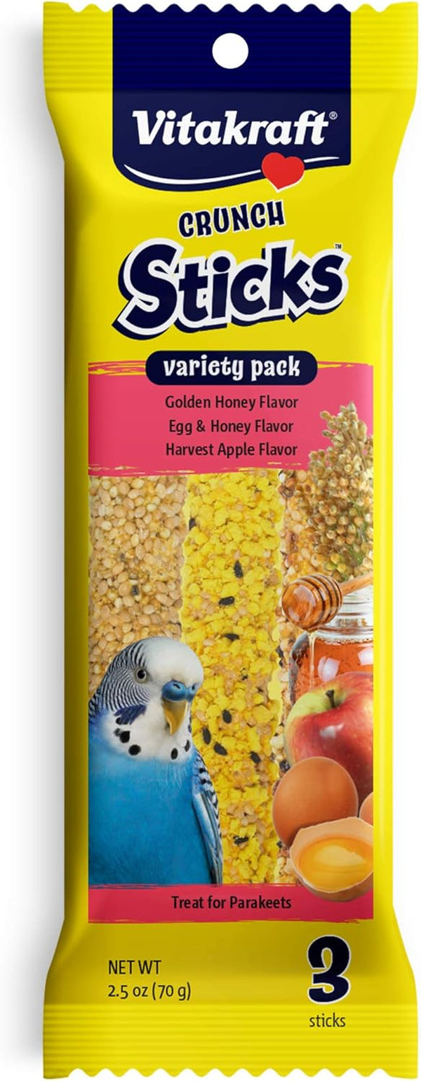 Crunch Sticks Parakeet Treat - Honey, Egg, and Apple- Pet Bird Treat Toy - Variety Pack, 2.5 Oz