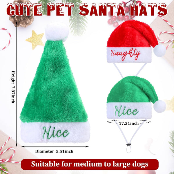 2 Pcs Dog Christmas Santa Hat Small Naughty or Nice Hat Dog Cat Plush Hat Pet Dog Santa Costume for Small Puppy Kitten Cosplay Dolls Crafts