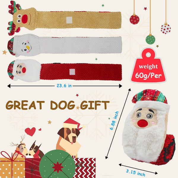 Puzzle Christmas Dog Toys for Aggressive Chewers, Tug of War Dog Toys for Large Dogs, No Stuffed Dog Toys to Keep Them Busy, Crinkle Squeaky Dog Toys for Boredom, Dog Snuffle Toy for Small Dogs