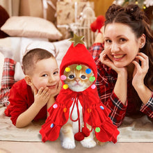 Cat Christmas Outfit Red Pet Cloak with Hat with Star and Pompoms Puppy Cape Clothes Xmas Tree Elf Costumes Party Pet Supplies Accessories for Small Dogs Cats Pet Santa Presents