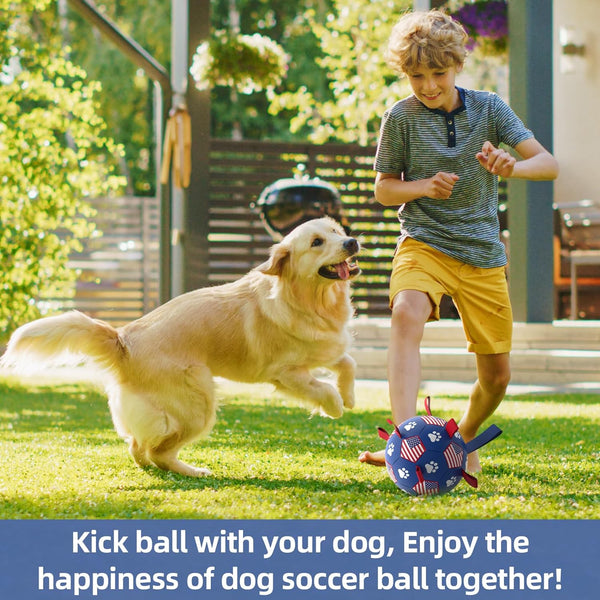 Dog Toys Soccer Ball with Straps - Durable Dog Balls for Small Medium Dogs, Beach Pool Dog Water Toy, Dog Tug Toys for Tug of War, Puppy Dog Birthday Gifts (6 Inch)