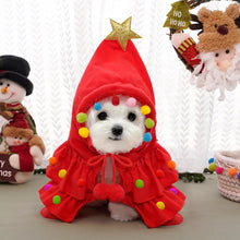 Cat Christmas Outfit Red Pet Cloak with Hat with Star and Pompoms Puppy Cape Clothes Xmas Tree Elf Costumes Party Pet Supplies Accessories for Small Dogs Cats Pet Santa Presents