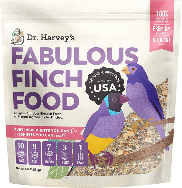 Dr. Harvey’S Fabulous Finch Food for outside Feeder and Indoor Birds- Premium Bird Feed with Seeds, Nuts, Fruits, Vegetables for Finches (4 Pounds)