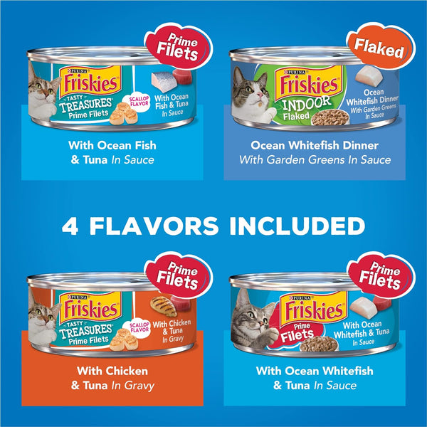 Purina  Wet Cat Food Variety Pack, Oceans of Delight Flaked & Prime Filets - 5.5 Oz. Cans (Pack of 40)