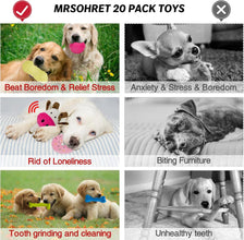 20Pcs Puppy Chew Toys for Teething, Dog Chew Toys with Rope Toys, Pet Dog Toothbrush, Treat Balls, Dog Plush Toys and Squeaky Toys for Small Medium Dogs, Cute Dog Toy with Basket