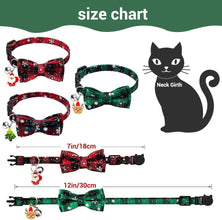 3Pack Christmas Cat Collars Breakaway with Bow Tie and Bell Christmas Adjustable Plaid Snowflake Collar Buckle Safety for Puppy Kittens