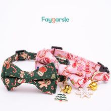 2 Pack Christmas Cat Collar Cute Holiday Cat Collar with Bow Tie Breakaway Pink Green Winter Collar for Boy Girl Cats Female Male Cat Christmas Collar