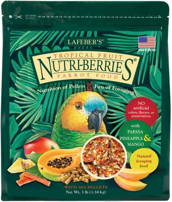 Tropical Fruit Nutri-Berries Pet Bird Food, Made with Non-Gmo and Human-Grade Ingredients, for Parrots, 3 Lb