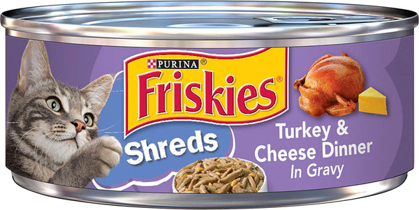 Purina  Shreds Turkey and Cheese Dinner in Gravy High Protein Wet Cat Food - (Pack of 24) 5.5 Oz. Cans