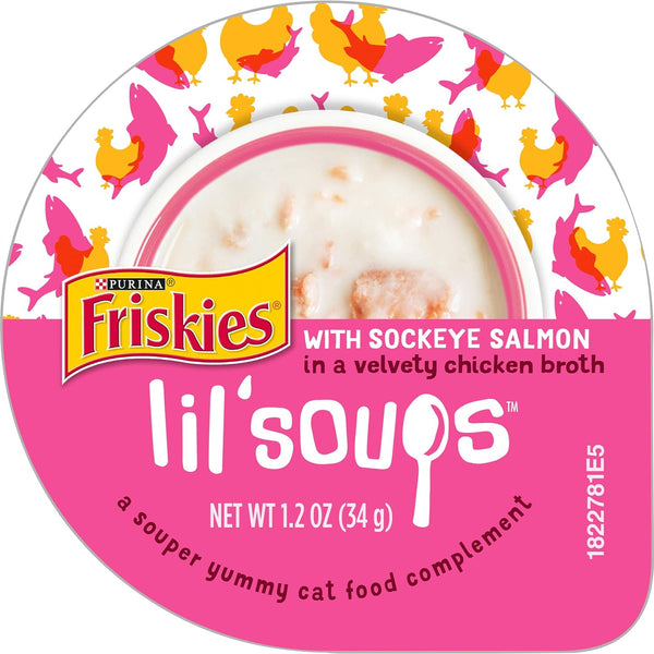 Purina  Natural, Grain Free Wet Cat Food Lickable Cat Treats, Lil' Soups with Sockeye Salmon in Chicken Broth - (Pack of 8) 1.2 Oz. Cups