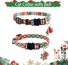 Cat Collar Breakaway with Bells - 3 Pack Breakaway Cat Collars Quick Release Safe Buckle Adjustable Kitten Collar for Girl Boy Cats Pets Supplies,Stuff,Accessories (Christmas)