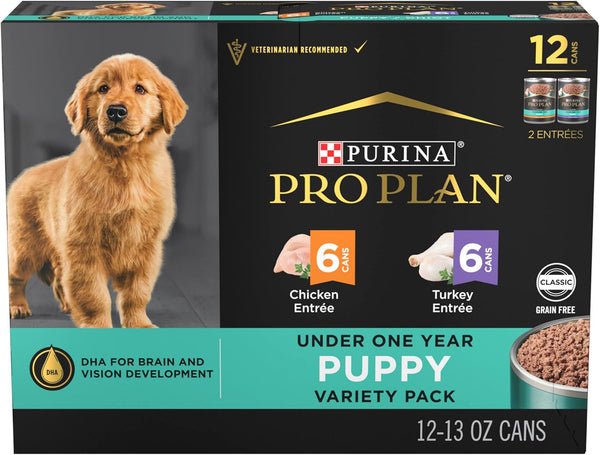 Development Grain Free Chicken Entree and Grain Free Turkey Entree Puppy Wet Dog Food Variety Pack - (Pack of 12) 13 Oz. Cans