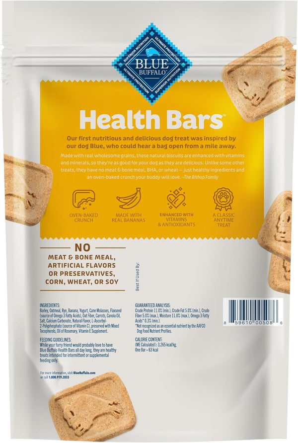 Health Bars Crunchy Dog Biscuits, Oven-Baked Dog Treats Made with Natural Ingredients, Bananas & Yogurt, 16-Oz. Bag