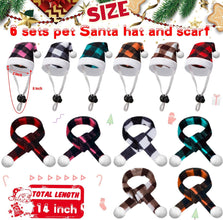 12 Pcs Christmas PET Hat Scarf Set Mini Santa Hat Scarf Xmas Small Animal Hat with Adjustable Chin Strap for Hen Duck Bunny Cat Dog Hamster Guinea Parrot (Plaid Style, Small)