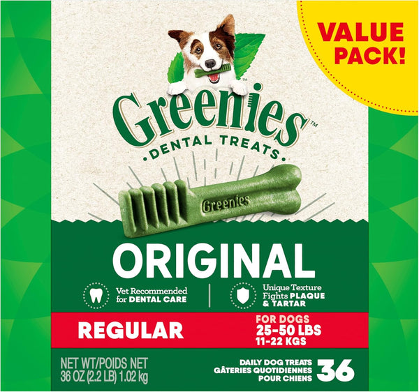 Original Regular Natural Dog Dental Care Chews Oral Health Dog Treats, 36 Count (Pack of 1)