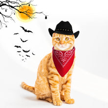 Pet Cowboy Costume Halloween Costumes for Dogs Cat Cowboy Hat with Bandana Scarf- Black, Small