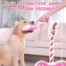 Cute Dog Plush Toys : Squeaky Dog Toys with Crinkle Paper and Interactive Rope Toy for Tug of War - Game Controller Dog Chew Toy with 3 Squeakers for Puppy, Small, Medium, Large Dogs (Pink)