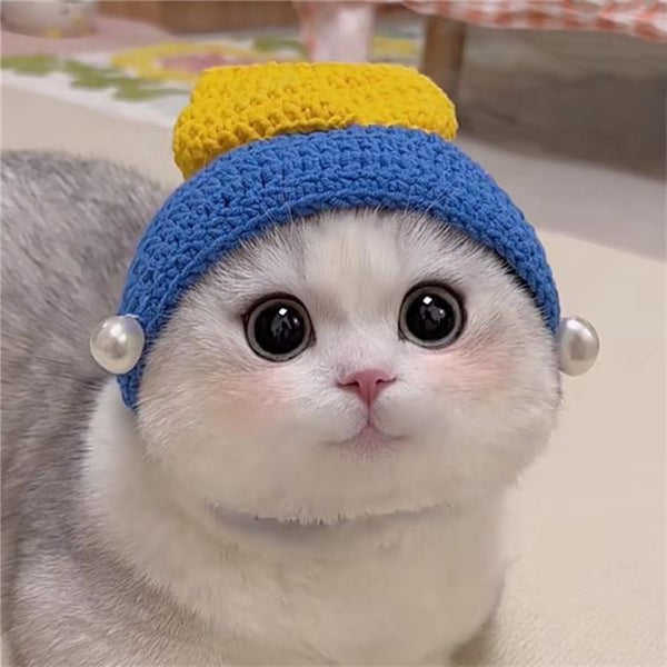 Cat Apparel Cat Hats Headgear Styling Cute Funny Pet Costume Accessories Decoration for Halloween, Christmas, Parties (Bule Hat)