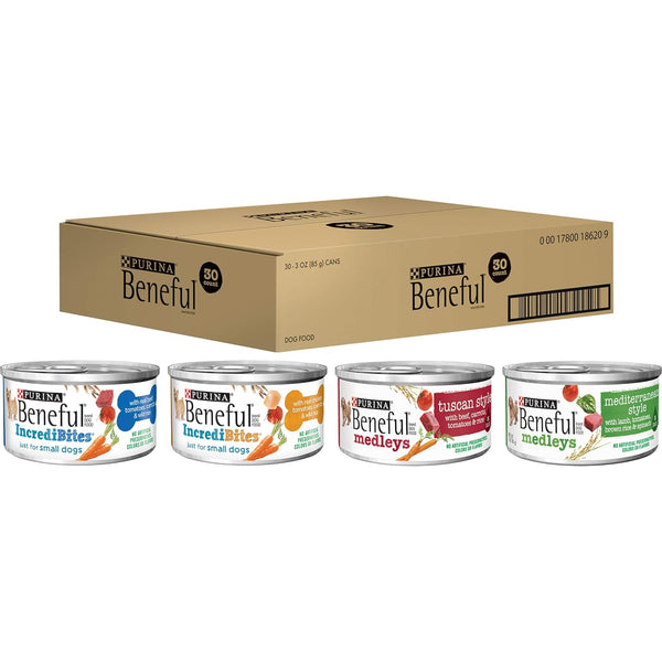 Purina Beneful Wet Dog Food Variety Pack, Incredibites & Medleys - (30) 3 Oz. Cans