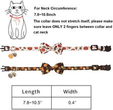 Thanksgiving Cat Collar Breakaway with Removable Bowtie Bell - 2 Pack Fall Pumpkin Cat Bow Collar Thanksgiving Bowtie Collars for Cats Kittens (Thanksgiving)