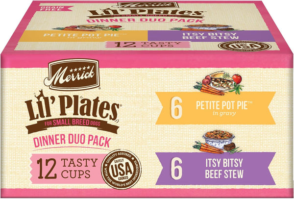 Lil’ Plates Grain Free Dinner Duos Soft Natural Wet Small Dog Food Variety Pack, Beef and Chicken - (Pack of 1) 2.6 Lb. Tubs