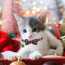 3Pack Christmas Cat Collars Breakaway with Bow Tie and Bell Christmas Adjustable Plaid Snowflake Collar Buckle Safety for Puppy Kittens