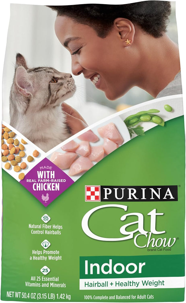 Indoor Dry Cat Food, Hairball + Healthy Weight - (Pack of 4) 3.15 Lb. Bags