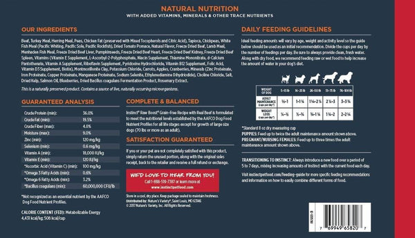 Raw Boost Grain Free Recipe with Real Beef Natural Dry Dog Food, 20 Lb. Bag